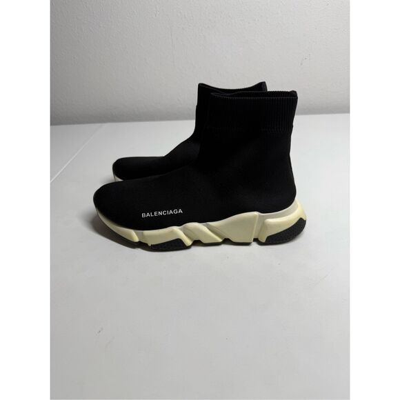 BALENCIAGA Speed Trainer Sneakers Black White Size 8 See Description - Picture 1 of 16